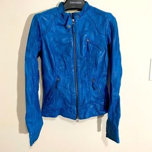 Vibrant Blue Danier Bomber Jacket